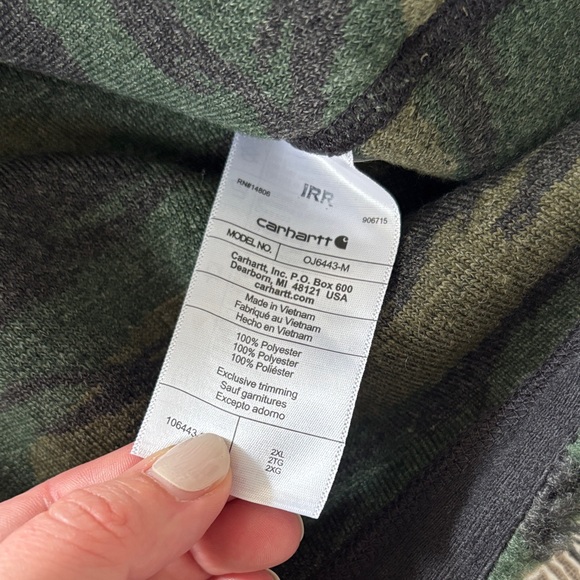 Carhartt Green Camouflage Fleece Jacket - Picture 5 of 8